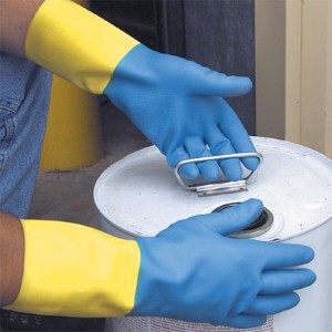 Latex gloves help protect workers from a variety of chemicals