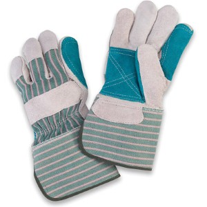 Tackle heavy-duty work with double leather palm gloves