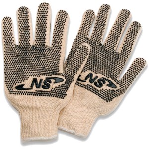 Plastic dot string knit gloves an economical option to protect workers' hands