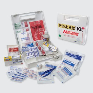 A Northern Safety #25 Person First Aid Kit provides safety on the go